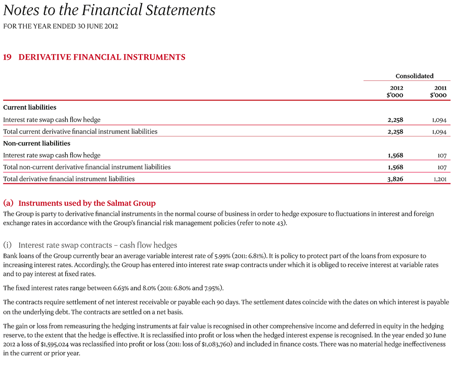 19 Derivative financial instruments