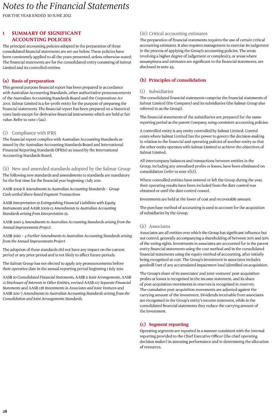 1 Summary of significant accounting policies page 1