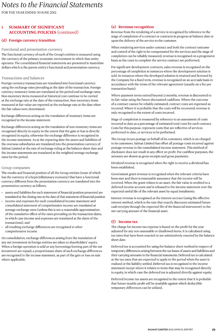 1 Summary of significant accounting policies page 2