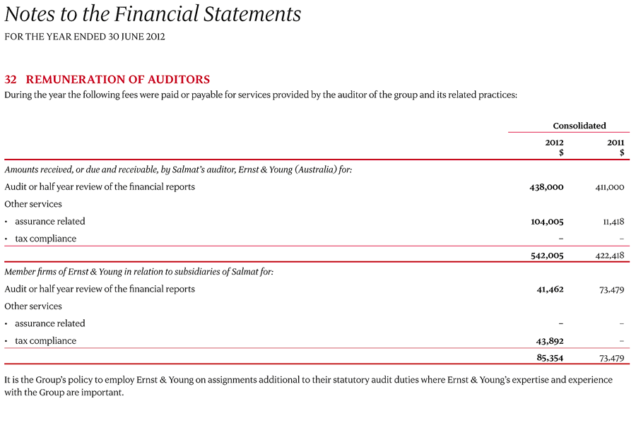 32 Remuneration of auditors